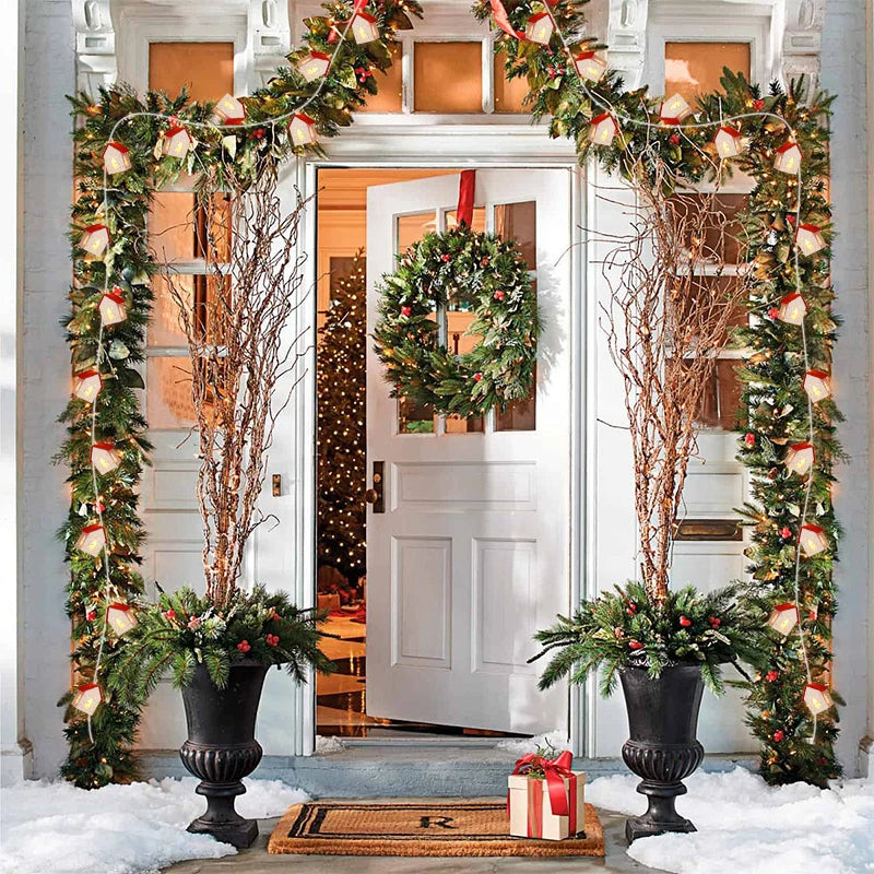 Christmas Wooden House LED String Lights