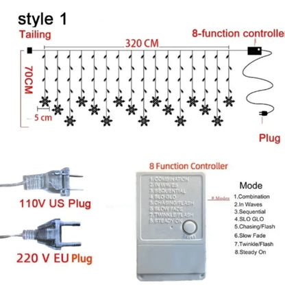 3.2M LED Snowflake Curtain Lights