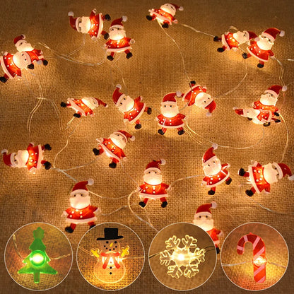 2M 20LED Santa Claus Snowflake String Lights