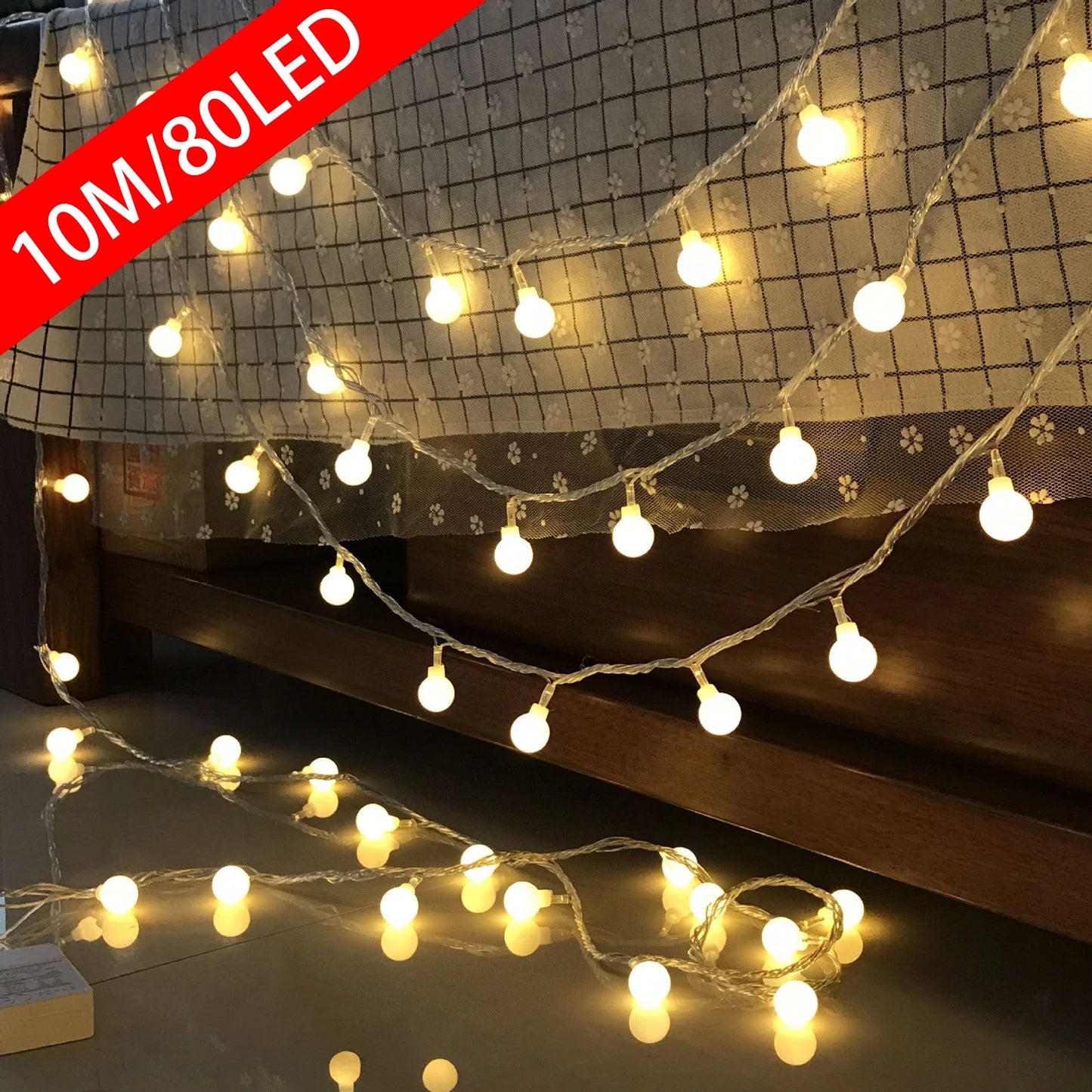 10M Waterproof Ball LED String Lights